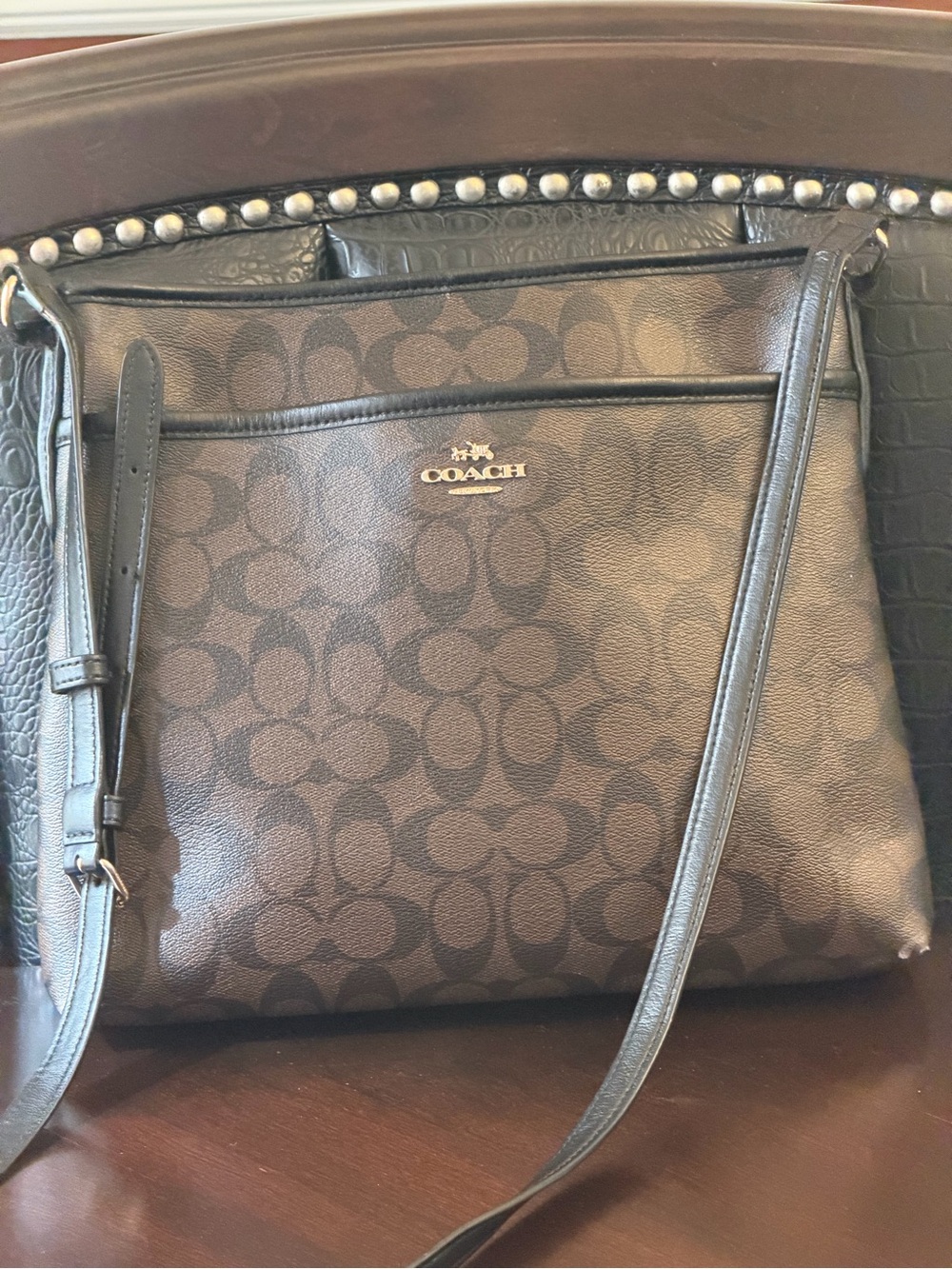 Coach Brown and Black Signature Crossbody